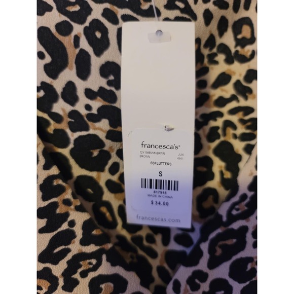 Trixxi Francesca's Animal Print Flutter Sleeve Shirt Small - Picture 5 of 8